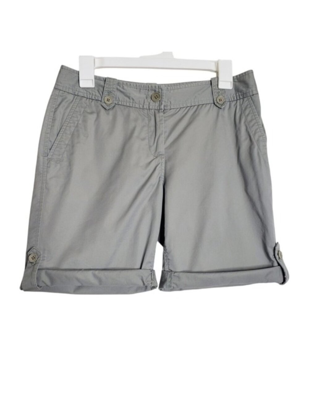 Talbots Green Rolled Button Hem Chino Flat Front Shorts Women's Size 4 Petite